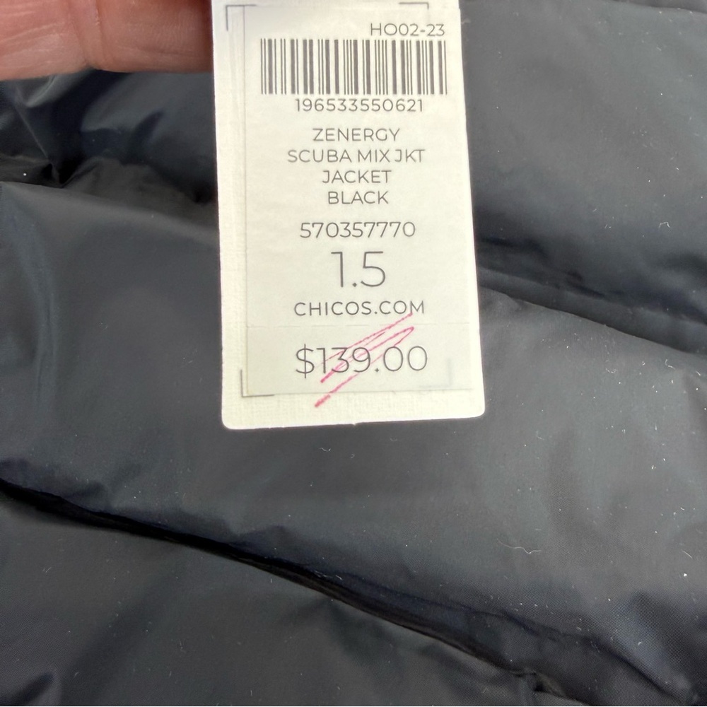 NWT Chico’s Zenergy Scuba Mix Puffer Coat size 10/1.5 Black - Picture 11 of 16